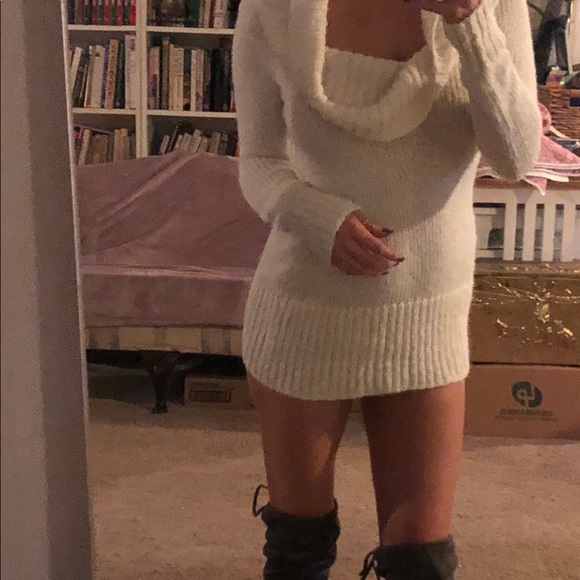 Ivory American Rag Sweater Dress, CowlNeck - Picture 5 of 8
